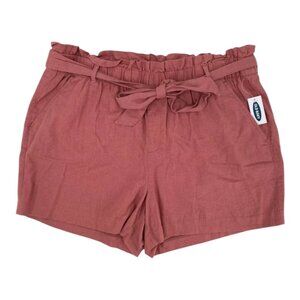 Old Navy Womens Linen Blend Paperbag Waist Shorts Size 16 Pink